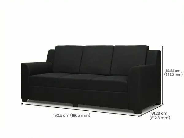 Erica Upholstered 3 Seater Sofa in Charcoal Color